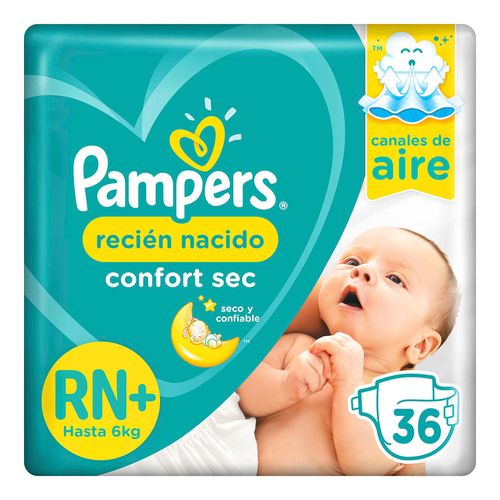Pañales Pampers Confort Sec Rn+ 36