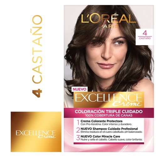 Kit Tintura Excellence Creme Tono 4 Castaño Oscuro Profundo