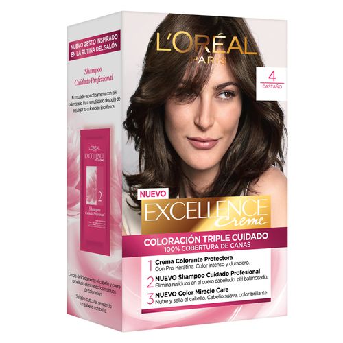 Kit Tintura Excellence Creme Tono 4 Castaño Oscuro Profundo
