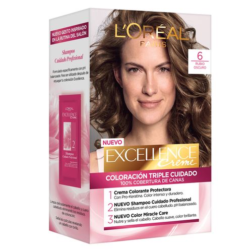 Kit Tintura Excellence Creme Tono 6 Rubio Oscuro