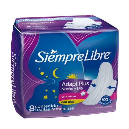 Toalla Femenina Siempre Libre Noche Y Día Con Alas 8 Unidades
