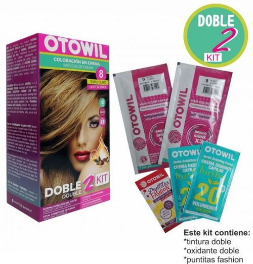 Otowil Kit Color - Án 8 Rubio Claro + Oxidante 20 Vol + Puntitas Fashion + Tutti Cana + Guantes