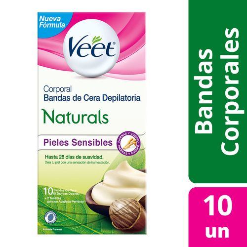 Veet Bandas Depilatorias Corporales Piel Sensible, 10U