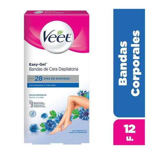 Veet Bandas Depilatorias Corporales Para Piel Sensible 12U