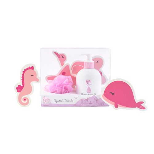 Set Little Paris Aquatic’S Friends - Shampoo & Body Gel X300Ml + Esponja + Juguetes De Baño