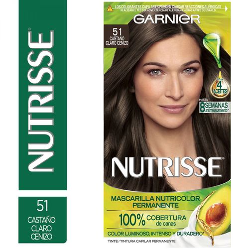 Kit Tintura Nutrisse Clasico Tono 51 Castaño Claro Cenizo