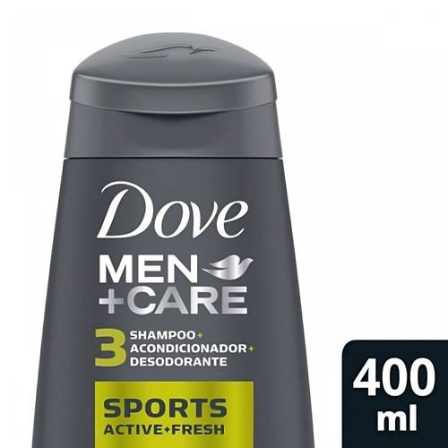 Shampoo Para Hombre Dove  Active + Fresh 3 En 1 400 Ml