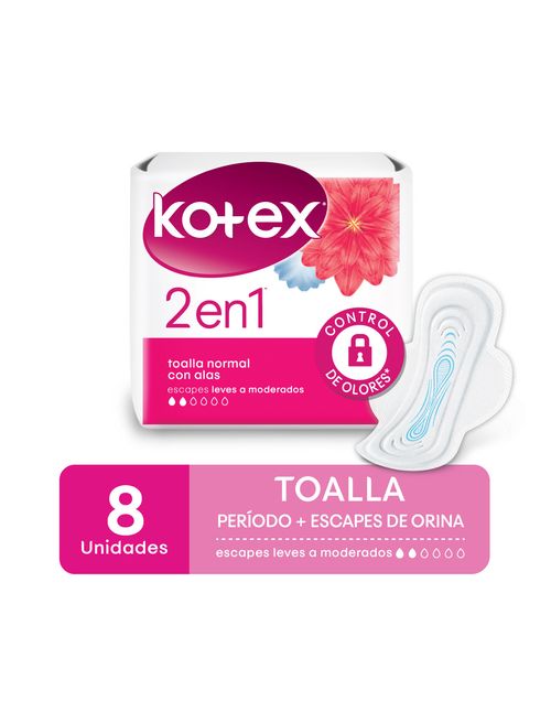 Kotex Toalla Normal 2 En 1 C/A X 8