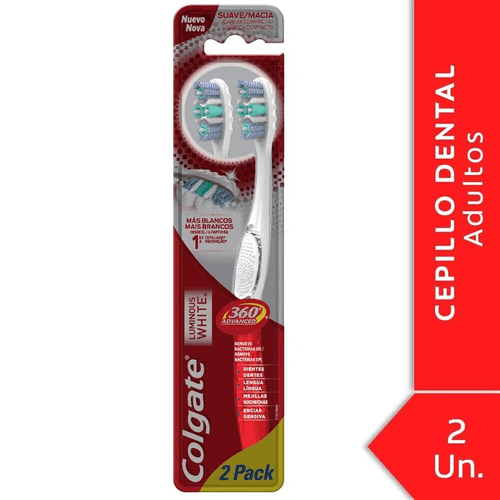 Colgate Cepillo Dental Luminous White 360 Advanced X 2
