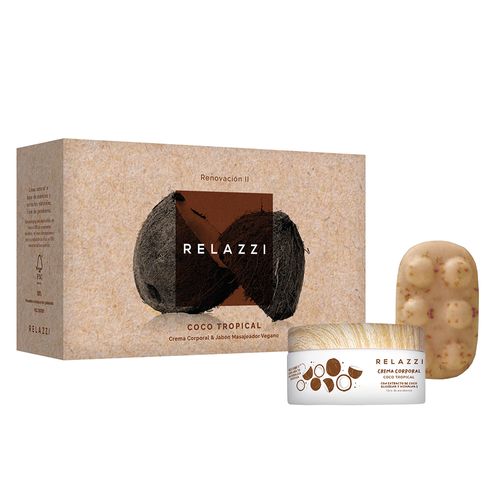 Relazzi Box Renovación Ii Coco Tropical (Crema Corporal + Jabón Masajeador Exfoliante)