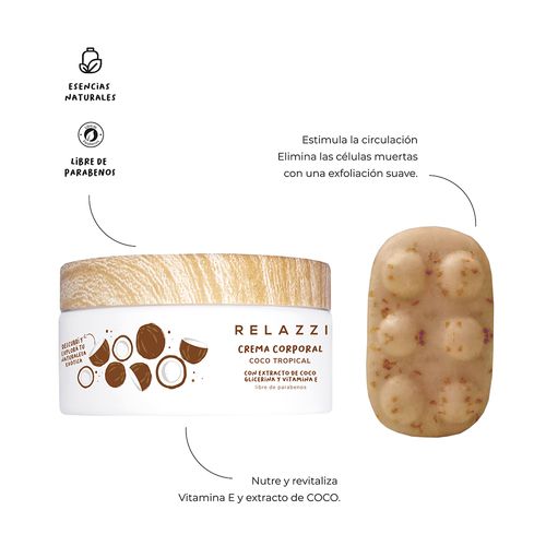 Relazzi Box Renovación Ii Coco Tropical (Crema Corporal + Jabón Masajeador Exfoliante)
