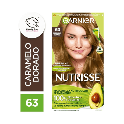 Kit Tintura Nutrisse Clasico Tono 63 Caramelo Dorado