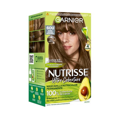 Kit Tintura Nutrisse Ultra Cobertura Tono 60 Rubio Oscuro Profundo