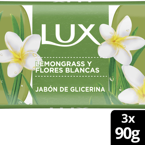 Jabón En Barra Lux  Lemongrass Y Flores Blancas Para Las Manos X3 Multipack 90 G