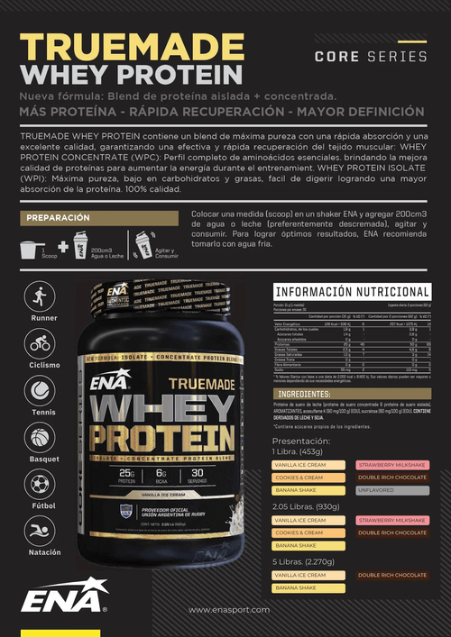 Whey Protein Truemade Frutilla X 2 Lb.(930 G)