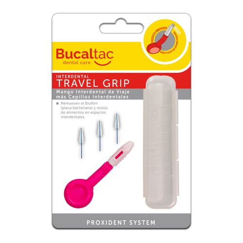 Bucal Tac Travel Grip: Mango interdental de Viaje + 3 u de Repuestos Interdentales
