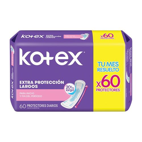 Kotex Protectores Diarios Largos Extra Protección X 60 Unidades