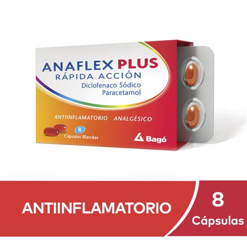 Anaflex Plus Analgésico Antiinflamatorio X 8 Cápsulas Blandas