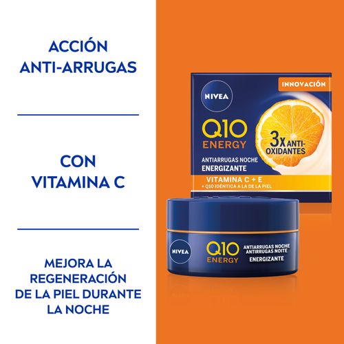 Crema Facial De Noche Nivea Q10 Energy Piel Más Radiante Y Saludable X 50 Ml