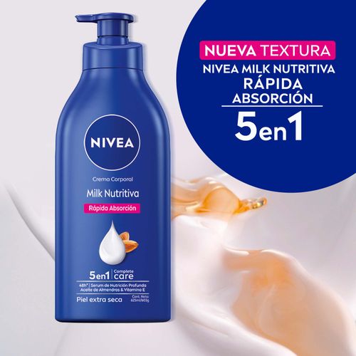 Crema Corporal Hidratante Nivea Milk Nutritiva 5 En 1 Para Piel Extra Seca X 625 Ml