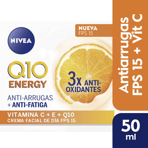 Crema Facial Antiarrugas Nivea Q10 Energy + Vitamina C Y E Fps 15 X 50 Ml
