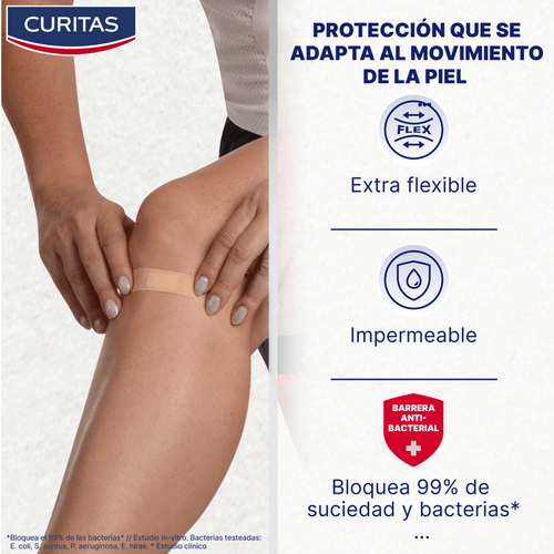 Apósitos Adhesivos Curitas Tela Elástica Ideal Para Heridas En Articulaciones X 10 Unidades