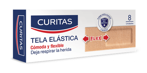 Apósitos Adhesivos Curitas Tela Elástica Ideal Para Heridas En Articulaciones X 8 Unidades
