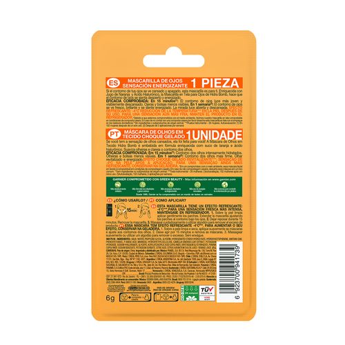 Mascarilla para Ojos Naranja Biodegradable Garnier