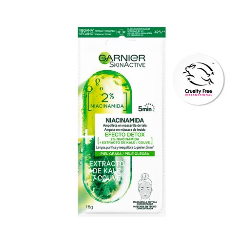 Mascarilla de Tela - 2% Niacinamida + Kale Garnier