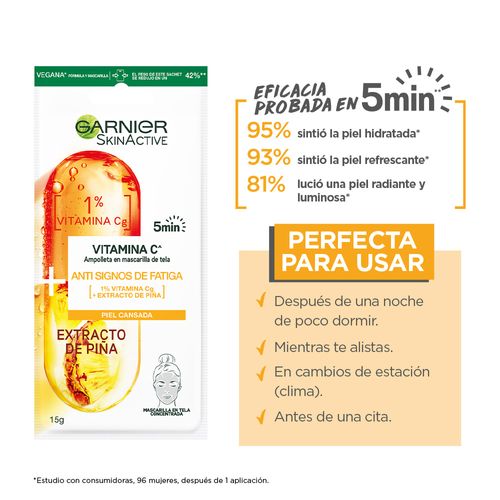 Mascarilla de Tela - 1% Vitamina Cg + Ananá Garnier