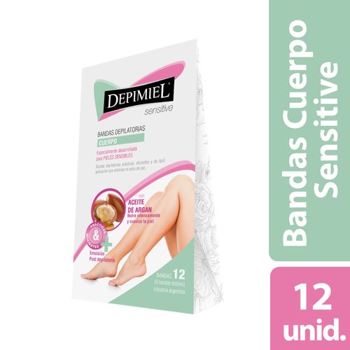 Depimiel Cera En Banda Para El Cuerpo Sensitive 12 Unidades