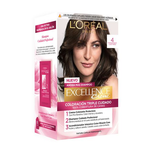 Kit Tintura Excellence Creme Tono 4 Castaño Oscuro Profundo