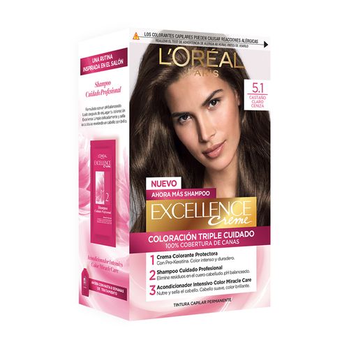 Kit Tintura Excellence Creme Tono Tono 5.1 Castaño Claro Ceniza