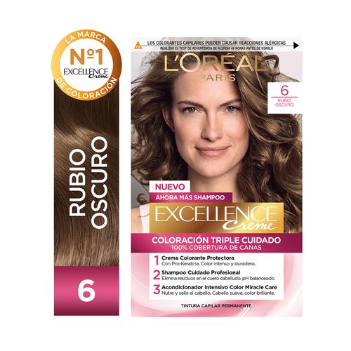 Kit Tintura Excellence Creme Tono 6 Rubio Oscuro