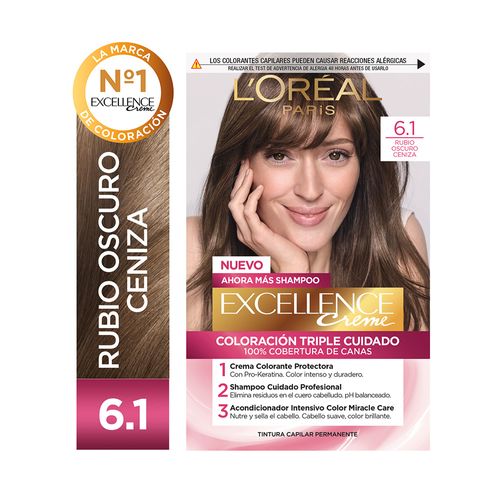 Kit Tintura Excellence Creme Tono 6.1 Rubio Oscuro Ceniza