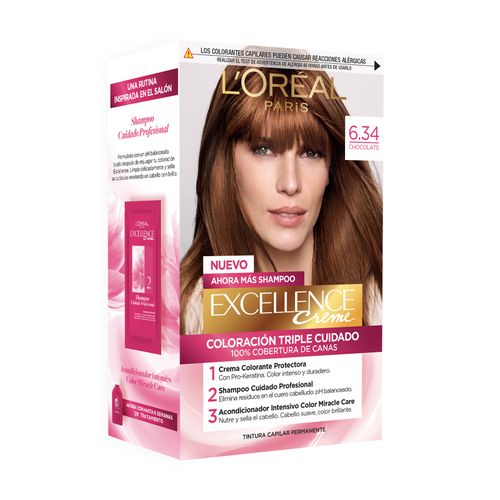 Kit Tintura Excellence Creme Tono 6.34 Chocolate