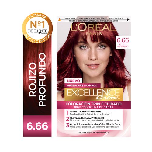 Kit Tintura Excellence Creme Tono 6.660 Rojo Profundo