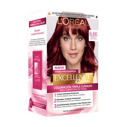 Kit Tintura Excellence Creme Tono 6.660 Rojo Profundo