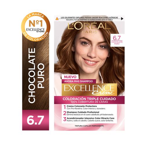 Kit Tintura Excellence Creme Tono 6.7 Chocolate Puro