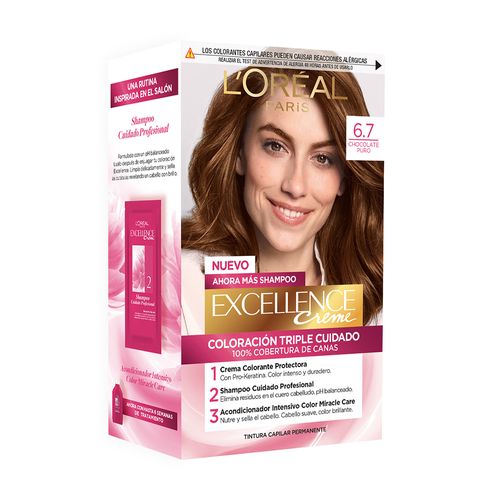 Kit Tintura Excellence Creme Tono 6.7 Chocolate Puro