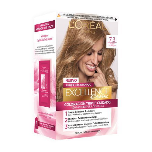 Kit Tintura Excellence Creme Tono 7.3 Rubio Dorado