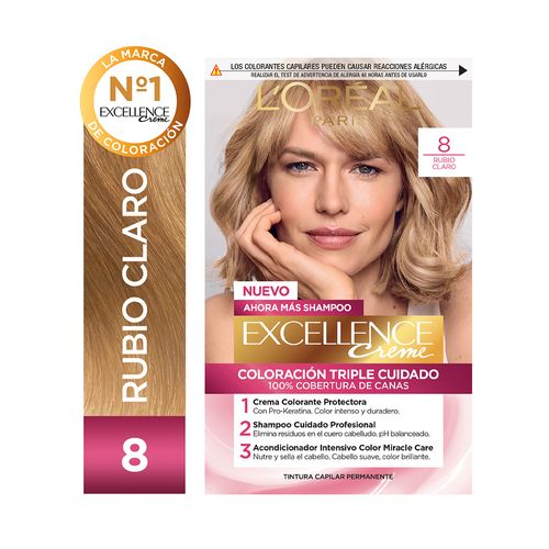 Kit Tintura Excellence Creme Tono 8 Rubio Claro