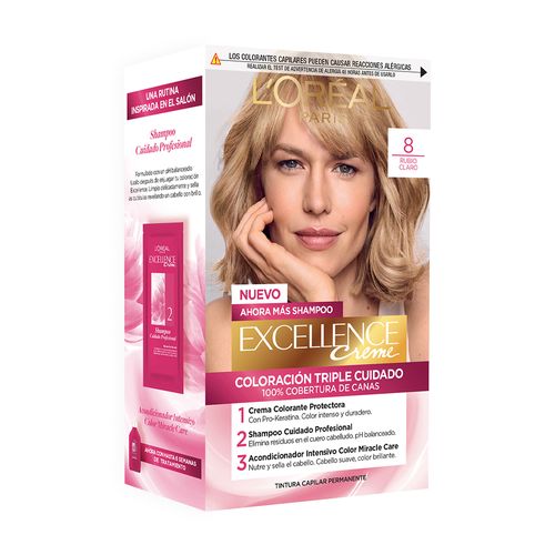 Kit Tintura Excellence Creme Tono 8 Rubio Claro
