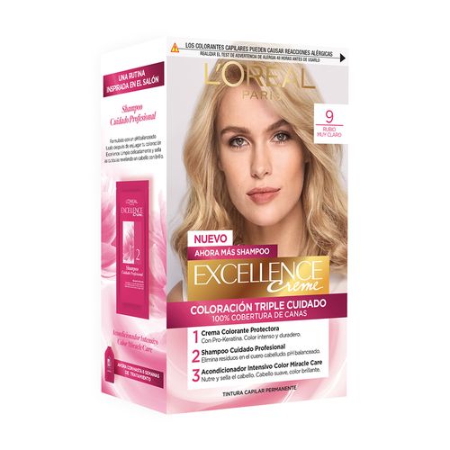 Kit Tintura Excellence Creme Tono 9 Rubio Muy Claro