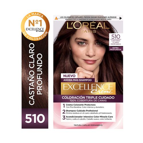 Kit Tintura Excellence Creme Extra Profundo Tono 510 Castaño Claro Profundo