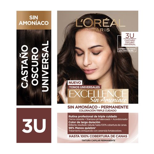 Kit Tintura Excellence Sin Amoníaco Tono 3U Castaño Oscuro Universal