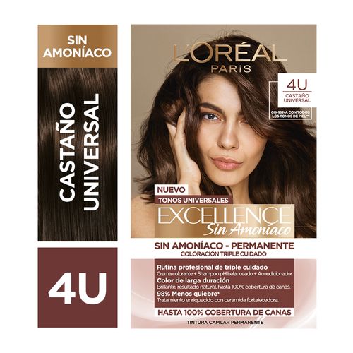 Kit Tintura Excellence Sin Amoníaco Tono 4U Castaño Universal