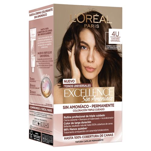 Kit Tintura Excellence Sin Amoníaco Tono 4U Castaño Universal