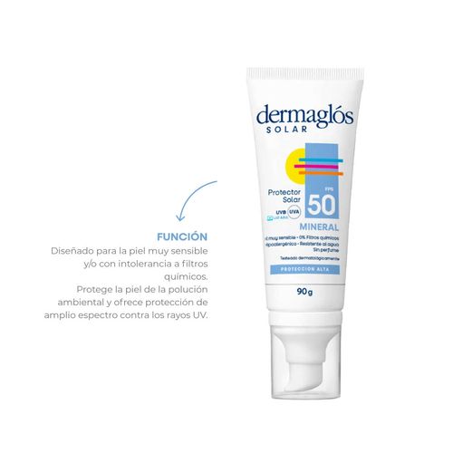 Dermaglós Solar Protector Solar Con FPS50 Mineral 90 G