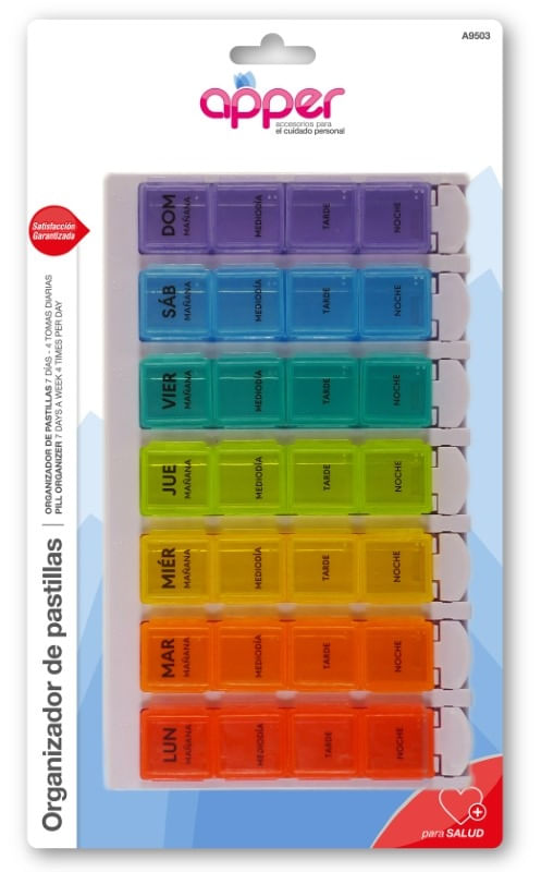 Apper Pastillero Organizador De Pastillas 7 Dias 4 Tomas